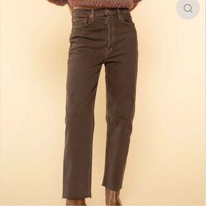 Re/Done High Rise Women Jeans in Dark Brown